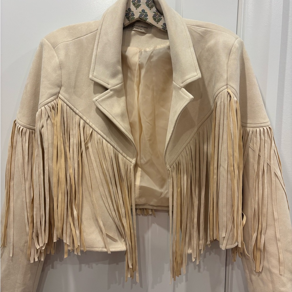 Cream Fringe Women's Jacket